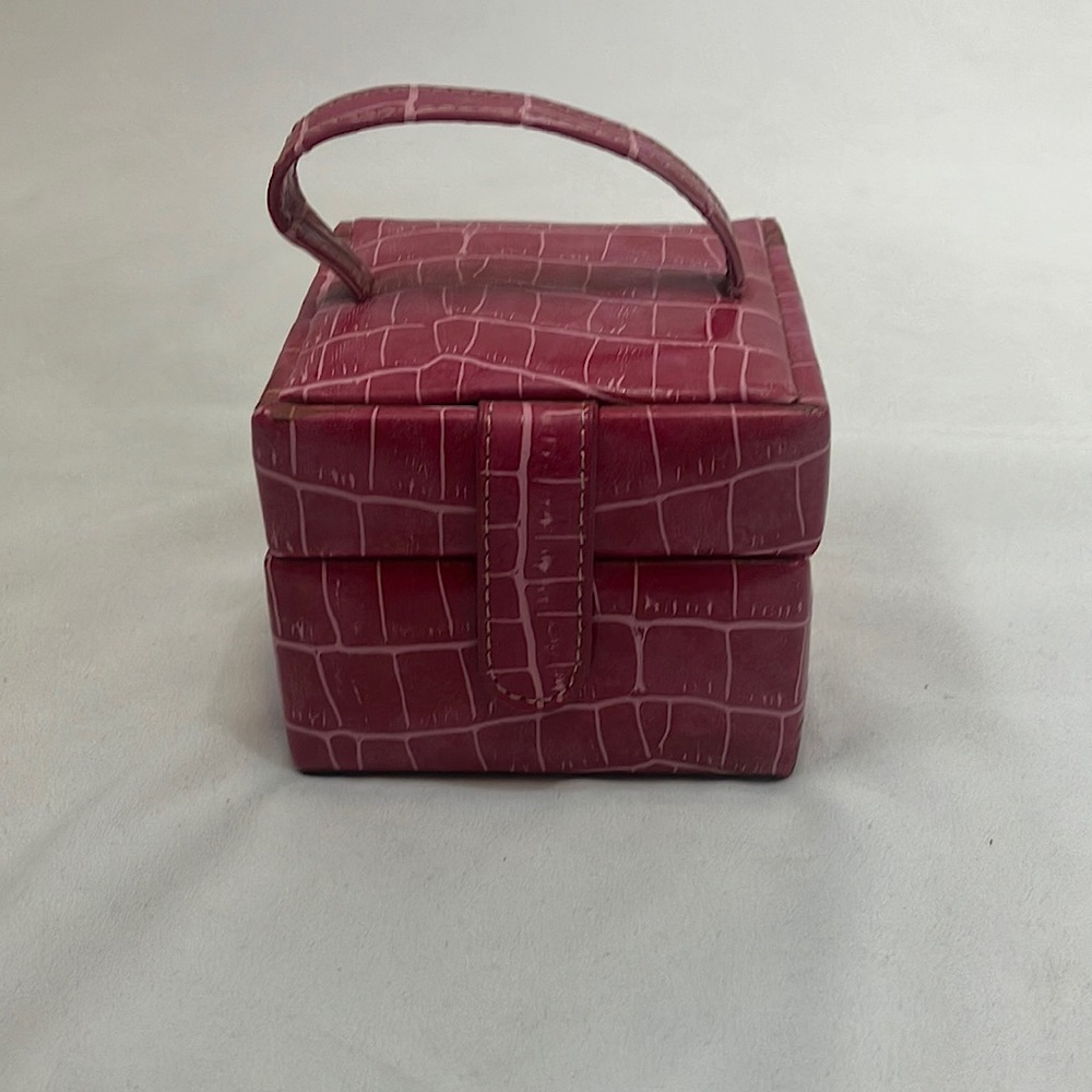 Tiny pink crocodile print jewelry box